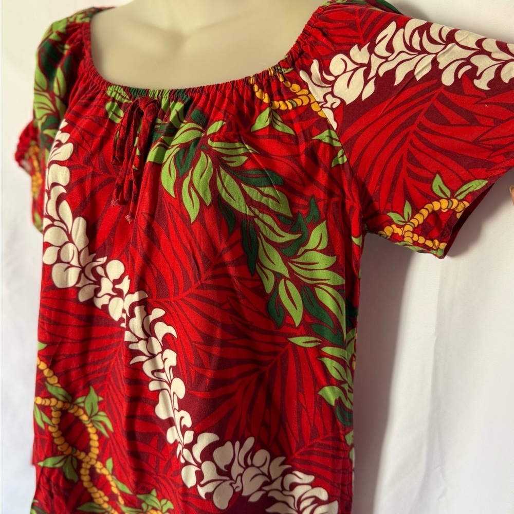 Papaya Red Ruffled Puff Sleeve Blouse - Picture 3 of 6